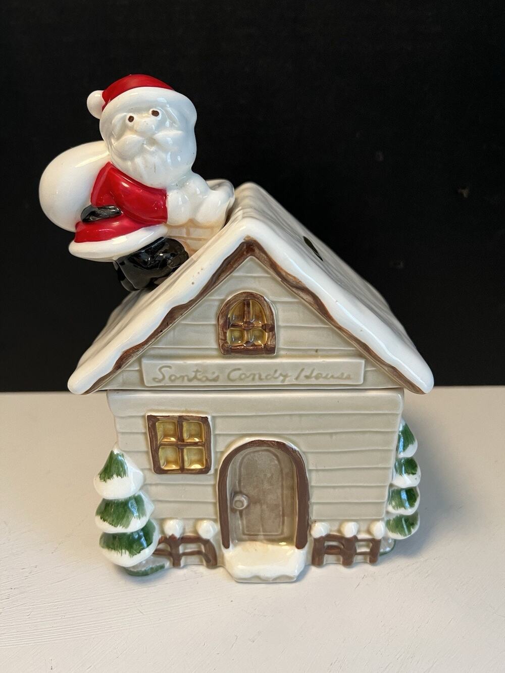 Otagiri Santa Candy House Jar Canister Dish Box Japan Vintage Christmas